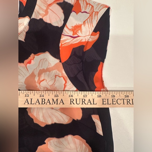 Cabi Blossom Navy Blue & Orange Floral Print-Sz Small Business Casual Stretchy - Picture 4 of 7